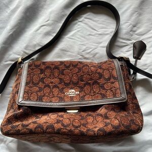 Coach Etta Chenille Signature Brown Shoulder Bag